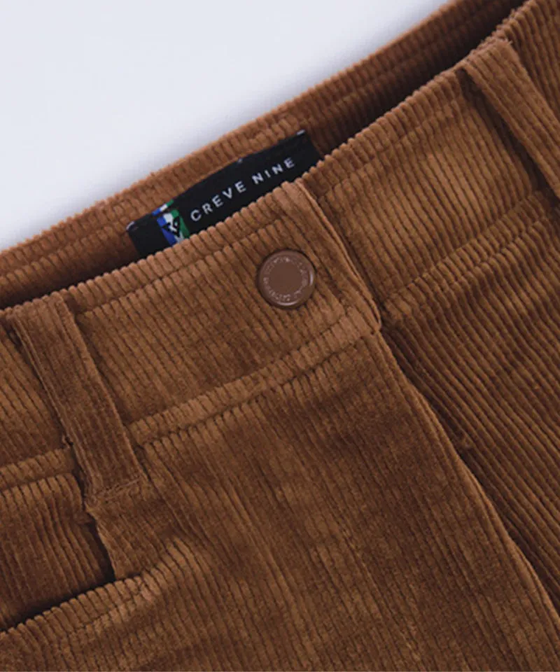CREVE NINE: Wide Corduroy Shorts - Camel