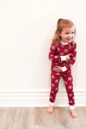 Crimson Elephant Unisex Pajamas..