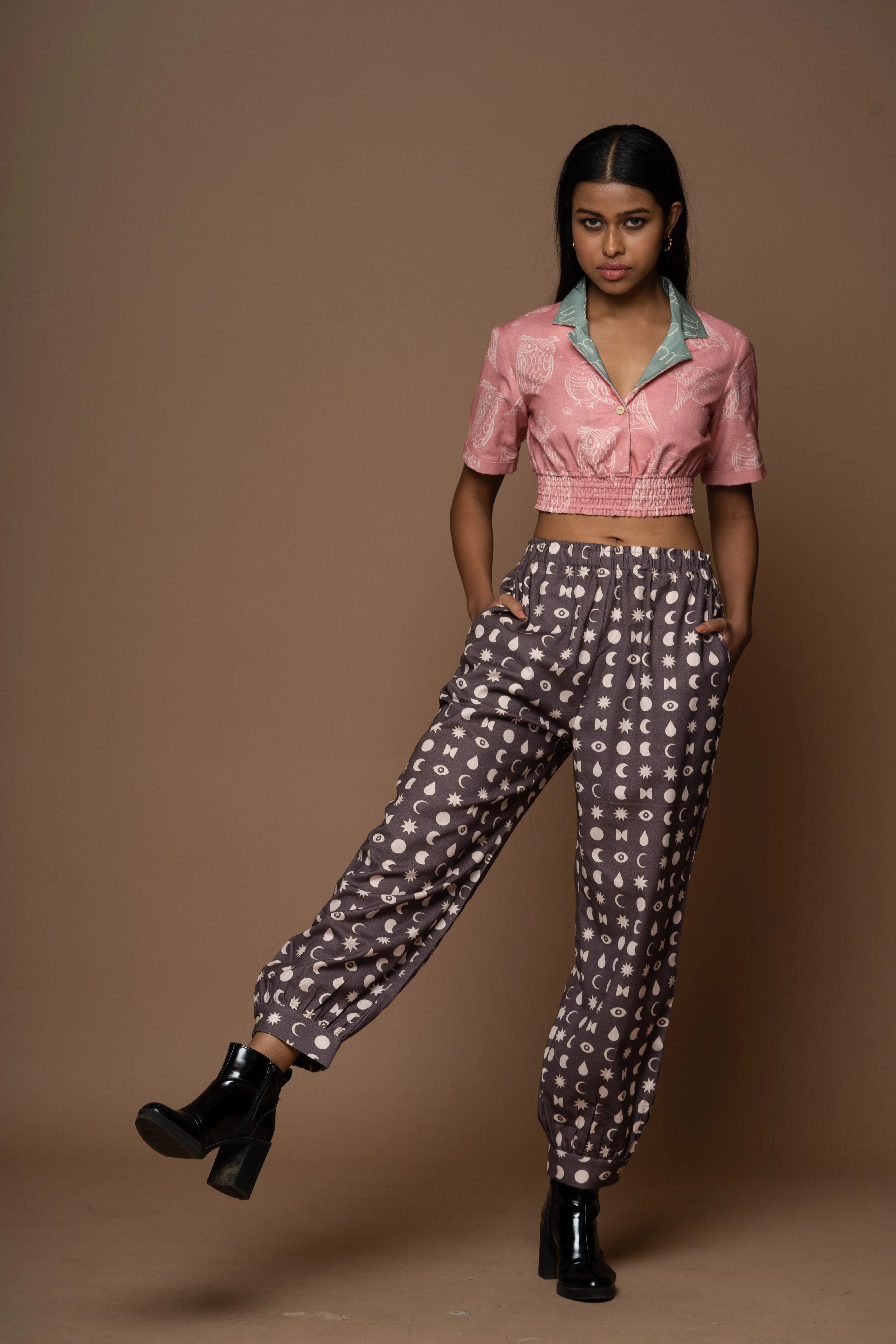 Cuff and Button Pants in Seen It All Pattern