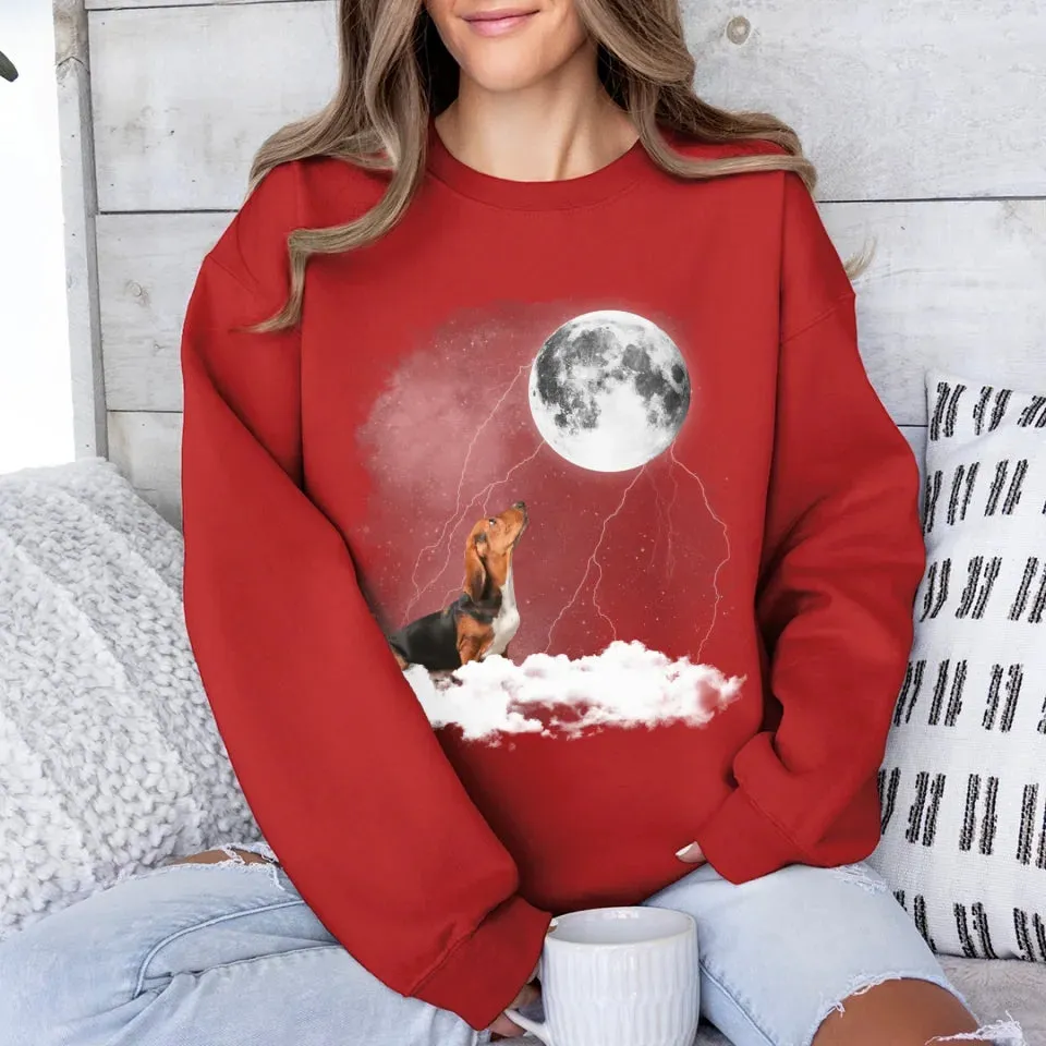 Custom Pet Photo Upload Cloudy Night Sweatshirt
