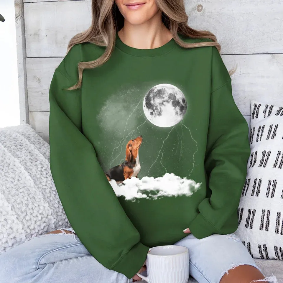 Custom Pet Photo Upload Cloudy Night Sweatshirt
