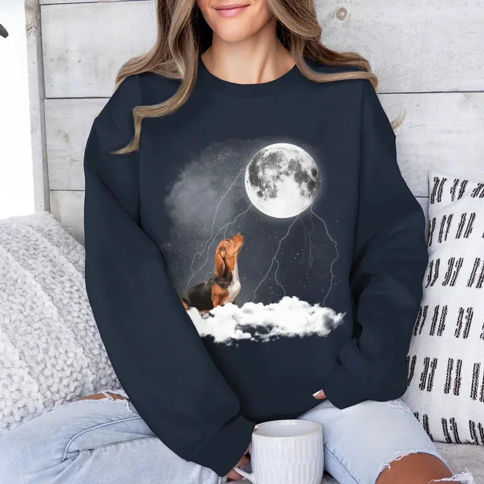 Custom Pet Photo Upload Cloudy Night Sweatshirt