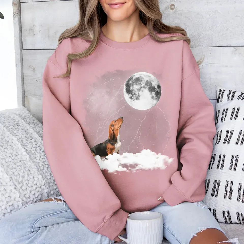 Custom Pet Photo Upload Cloudy Night Sweatshirt