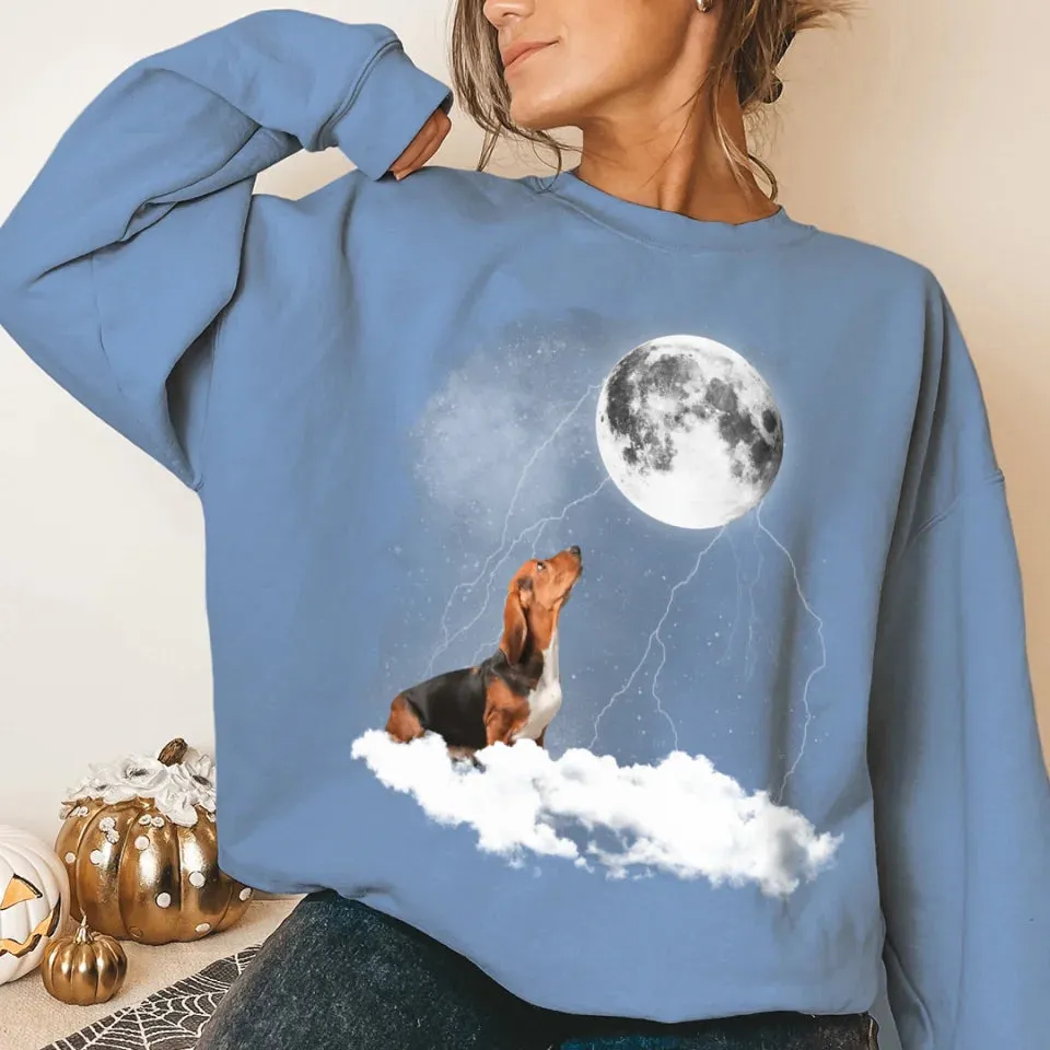 Custom Pet Photo Upload Cloudy Night Sweatshirt