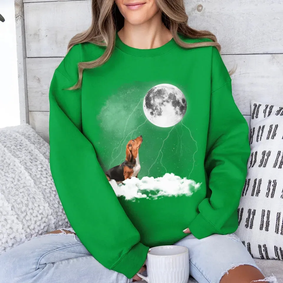 Custom Pet Photo Upload Cloudy Night Sweatshirt