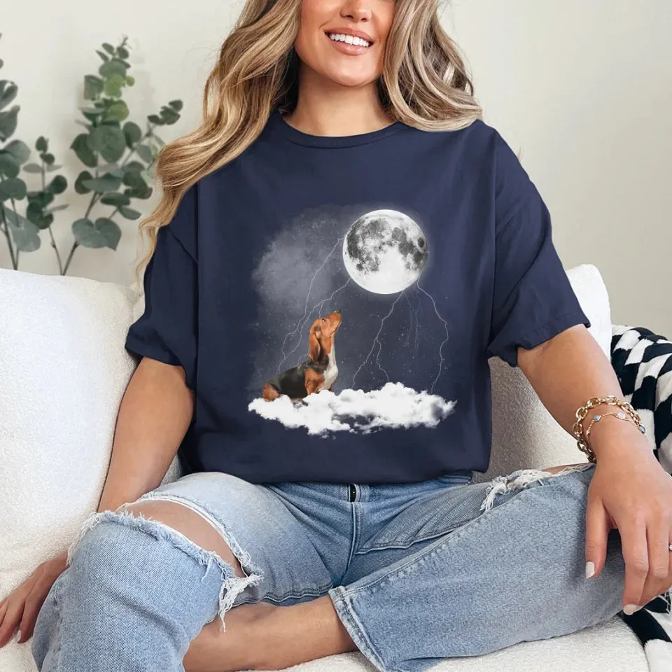 Custom Pet Photo Upload Cloudy Night T-Shirt
