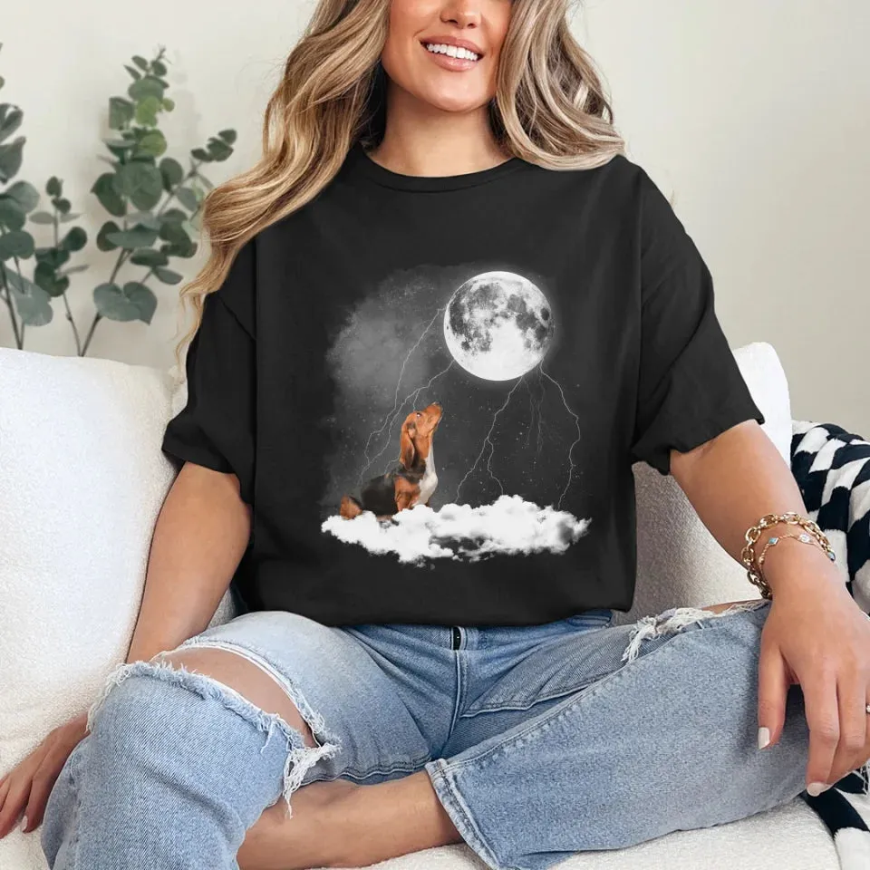 Custom Pet Photo Upload Cloudy Night T-Shirt
