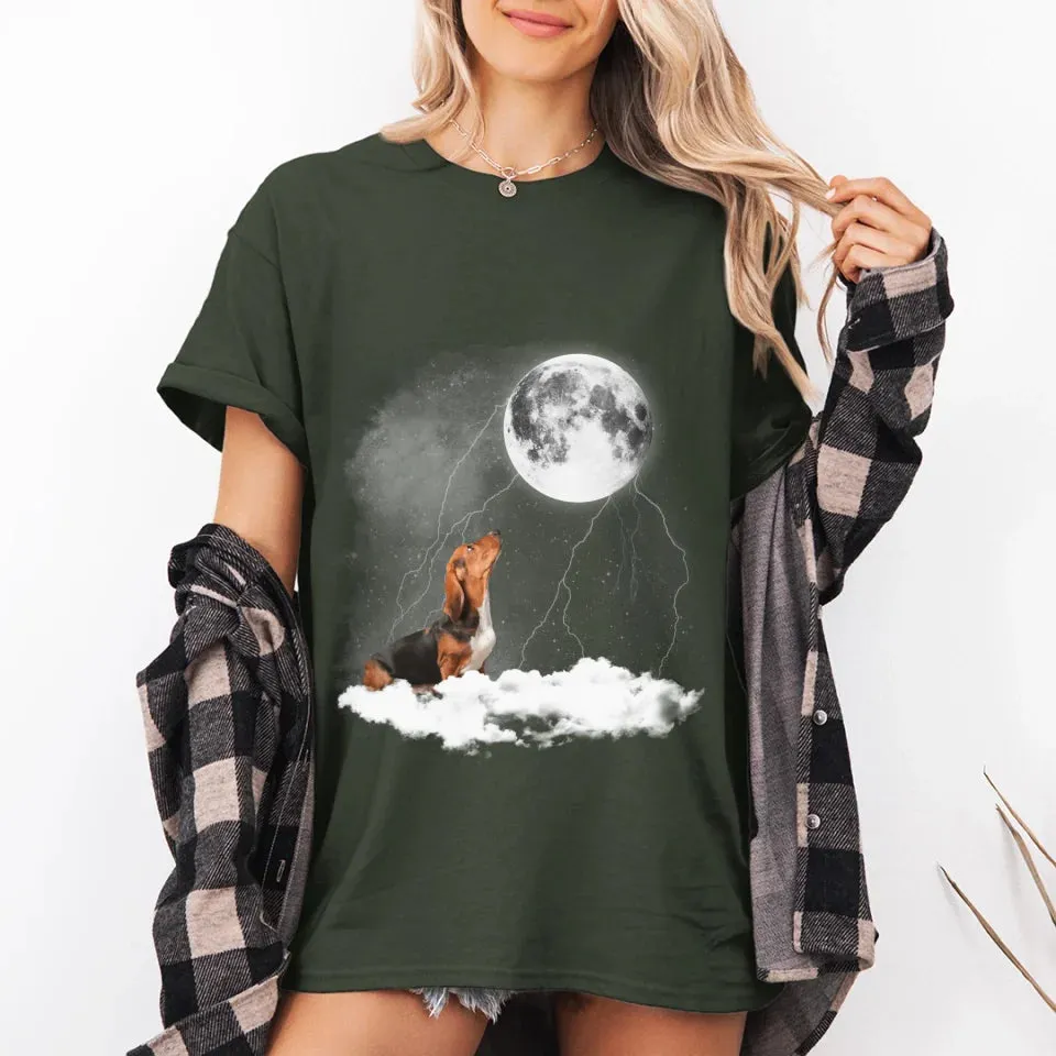 Custom Pet Photo Upload Cloudy Night T-Shirt