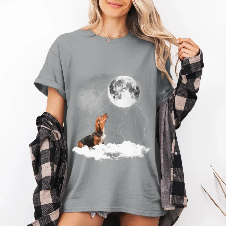 Custom Pet Photo Upload Cloudy Night T-Shirt