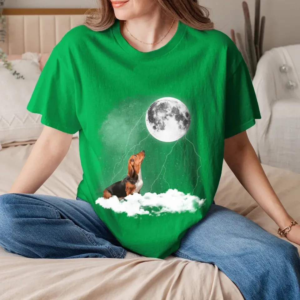 Custom Pet Photo Upload Cloudy Night T-Shirt