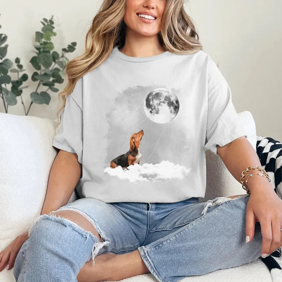 Custom Pet Photo Upload Cloudy Night T-Shirt