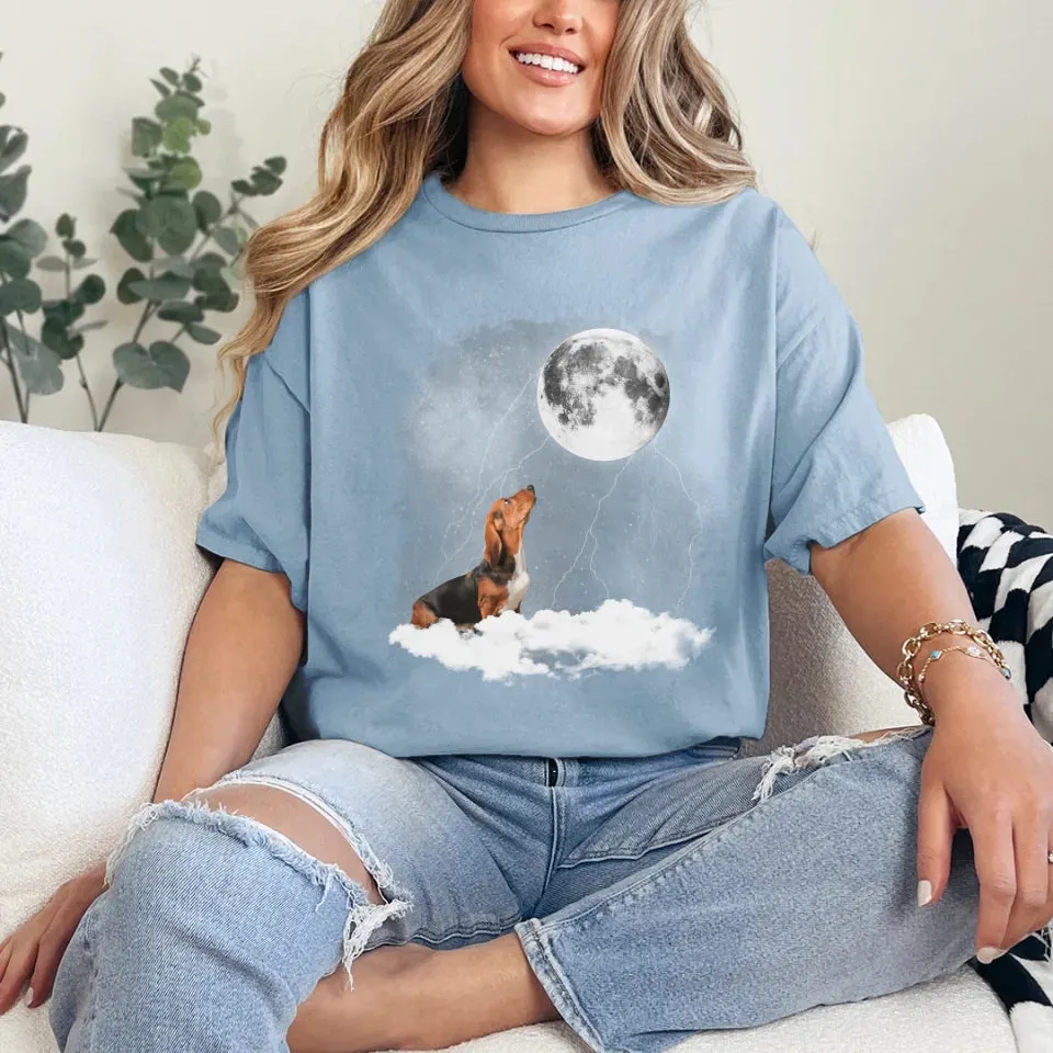 Custom Pet Photo Upload Cloudy Night T-Shirt