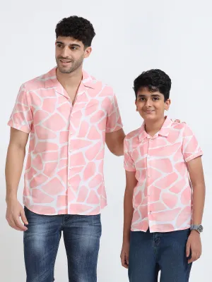 Dad & Son Zaraffah Printed Twinning Shirt Pastel Pink