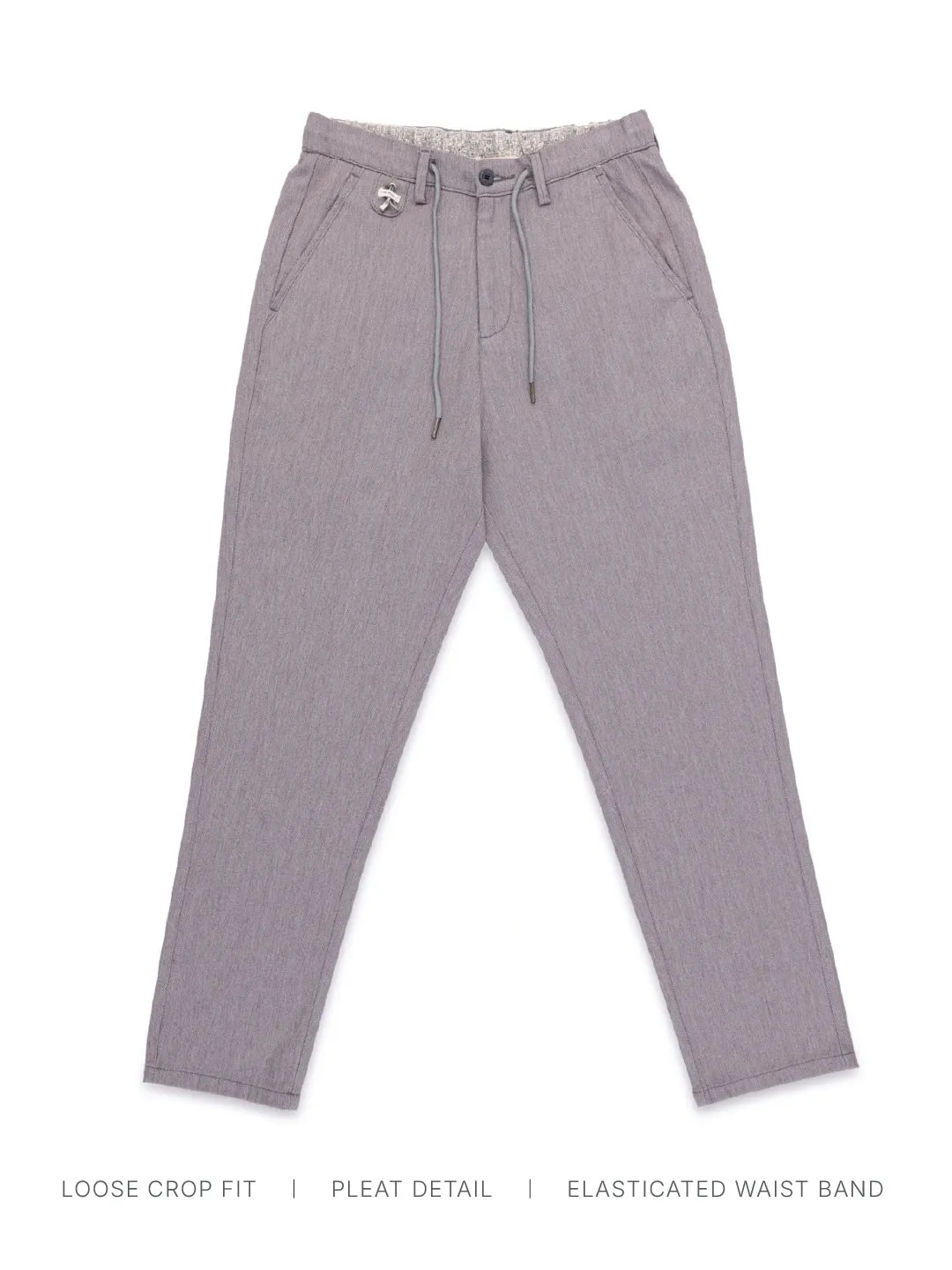 Dark Grey Plain Loose Crop Travel Pant