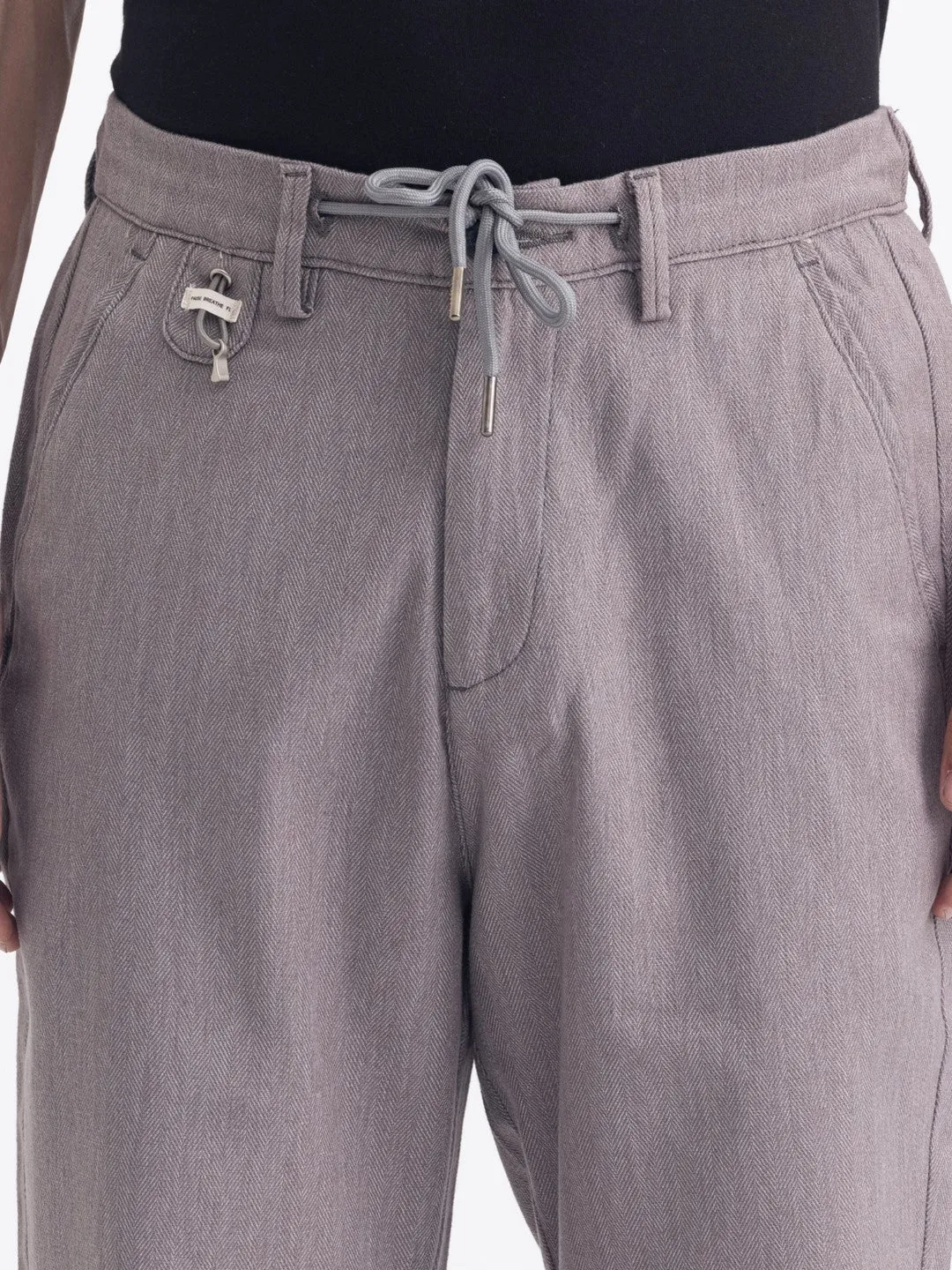 Dark Grey Plain Loose Crop Travel Pant