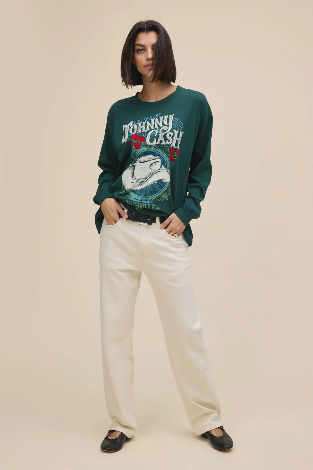 DayDreamer Johnny Cash The Fabulous Merch Long Sleeve Pine