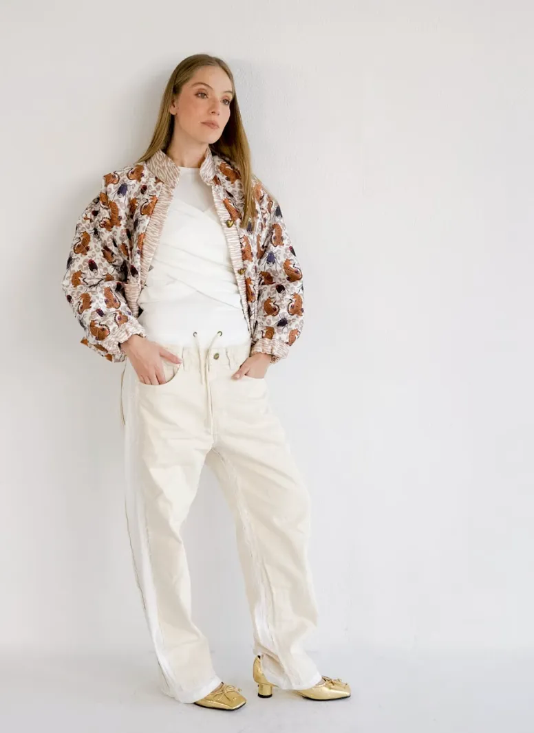 Denim Jogger Cream Pants
