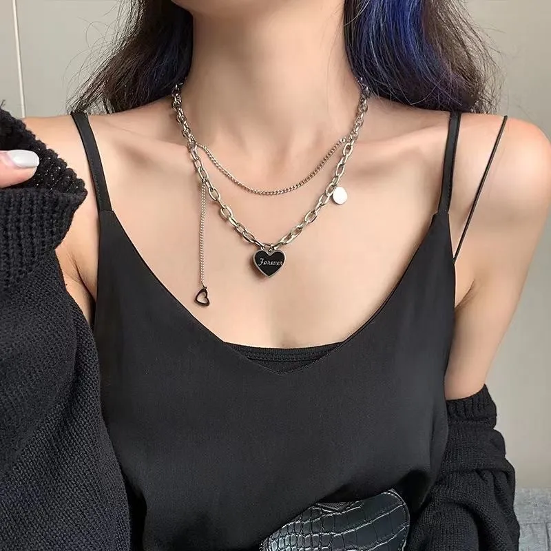 Double Layer Heart Chain Necklace