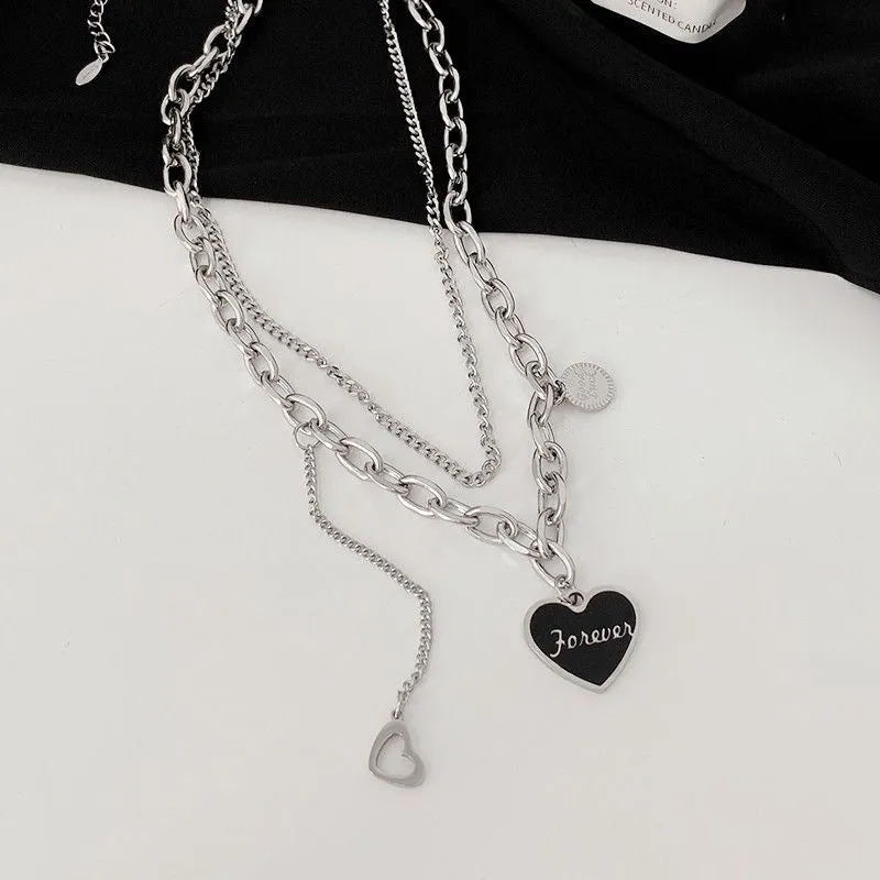 Double Layer Heart Chain Necklace