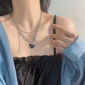 Double Layer Heart Chain Necklace