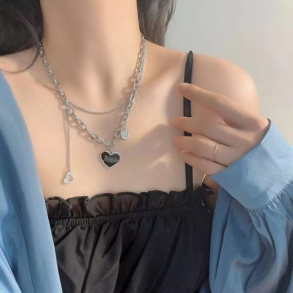Double Layer Heart Chain Necklace