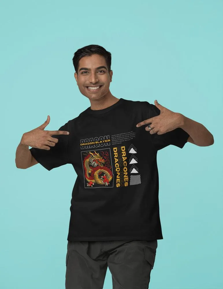 Dragon Slayer - Unisex Oversized Cotton Graphic Printed T-Shirt