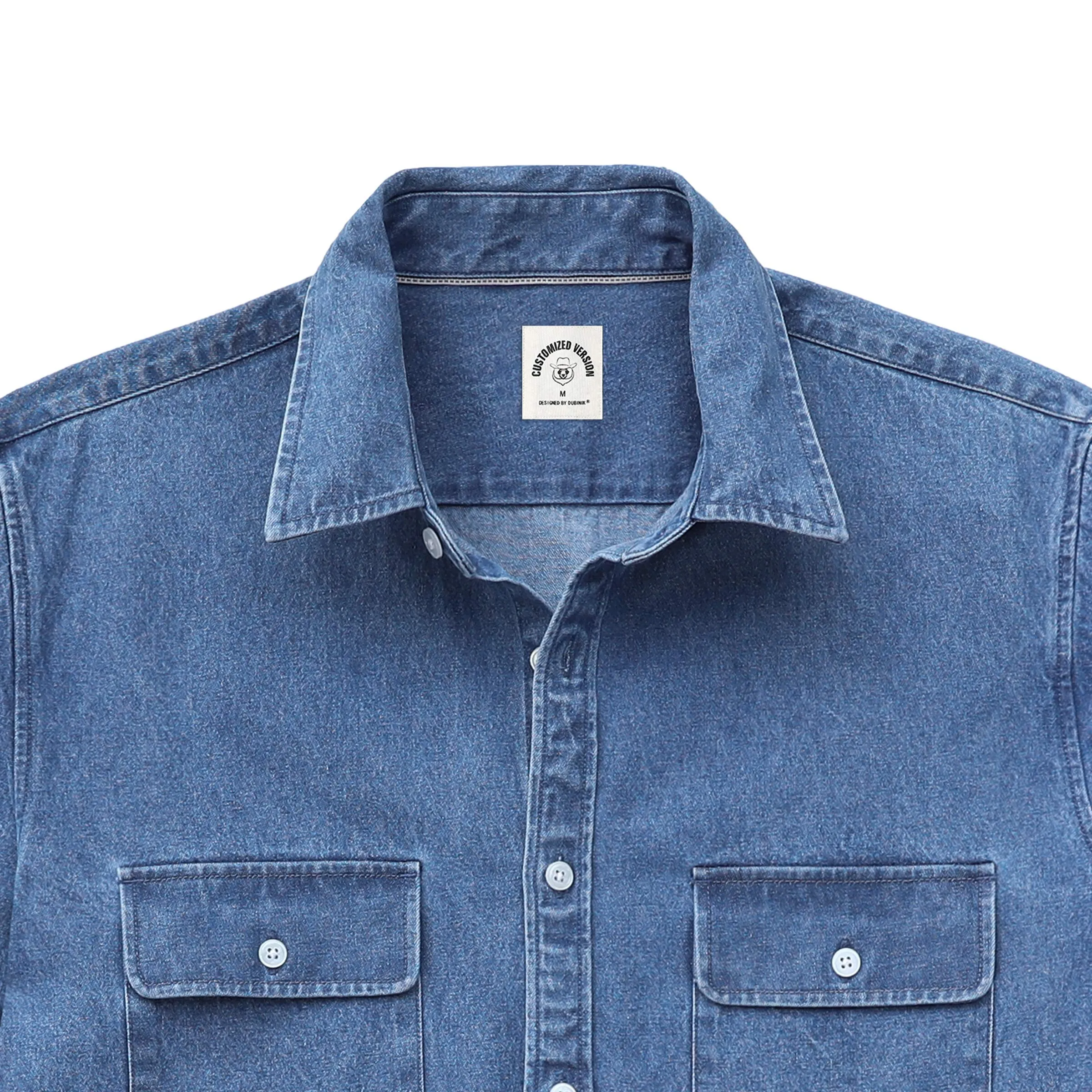 Dubinik®Mens Short Sleeve Button Down Shirts Denim Short Sleeve Shirt Men Two Pocket Western Soft Work Casual Denim Shirt