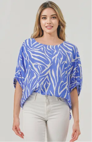 Easy Wear Short Sleeve Top, Azure Zebra