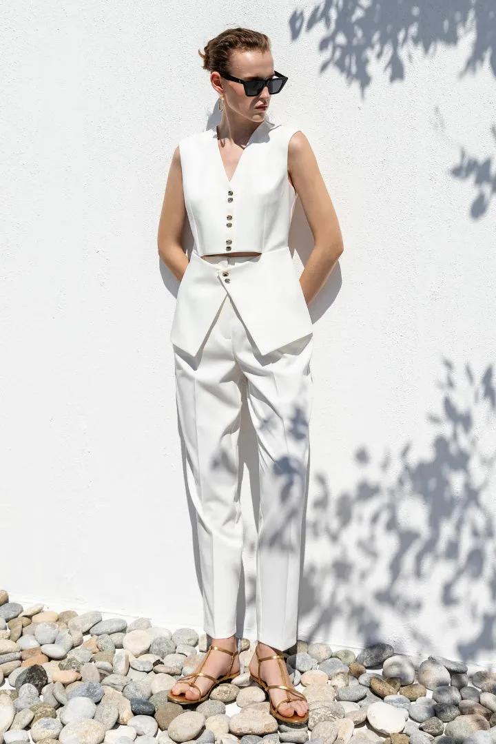 Ekru Gold Button Waistcoat