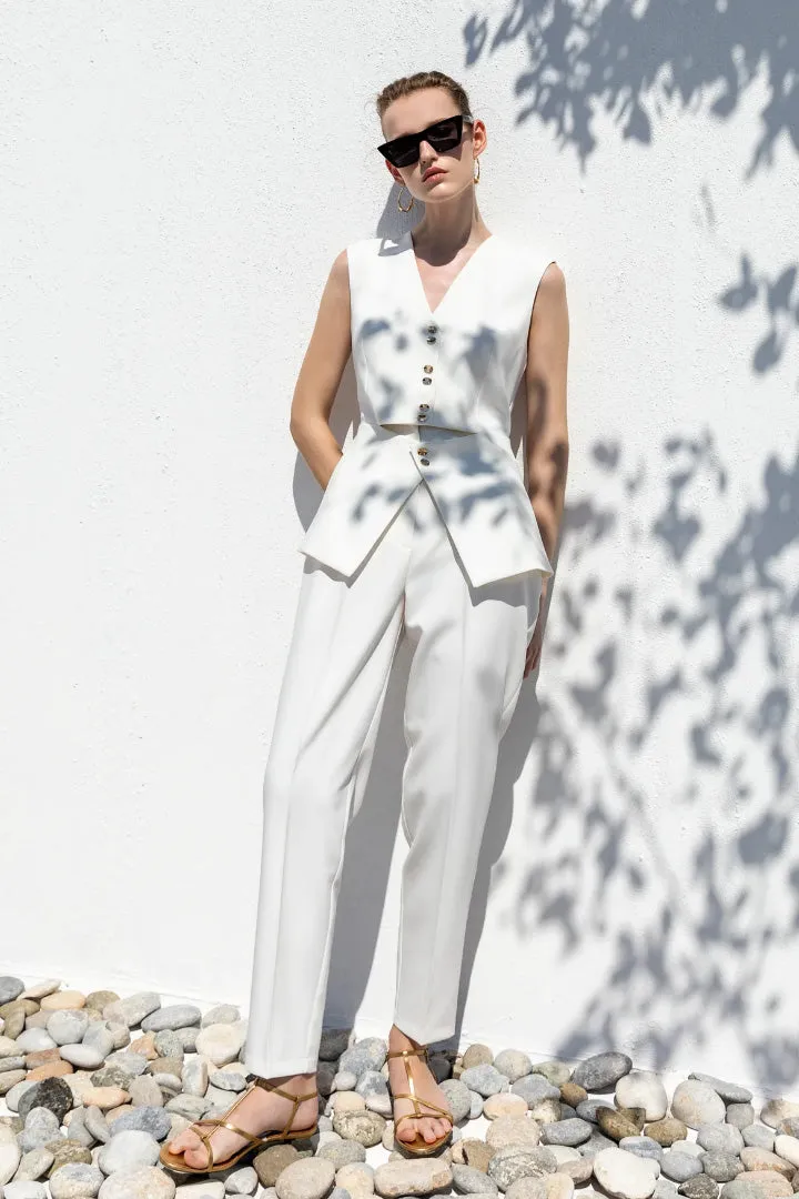 Ekru Gold Button Waistcoat