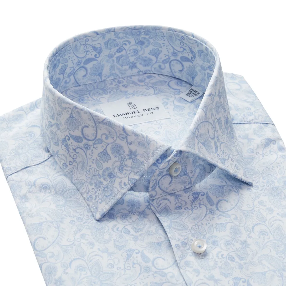 Emanuel Berg Light Blue Paisley Shirt