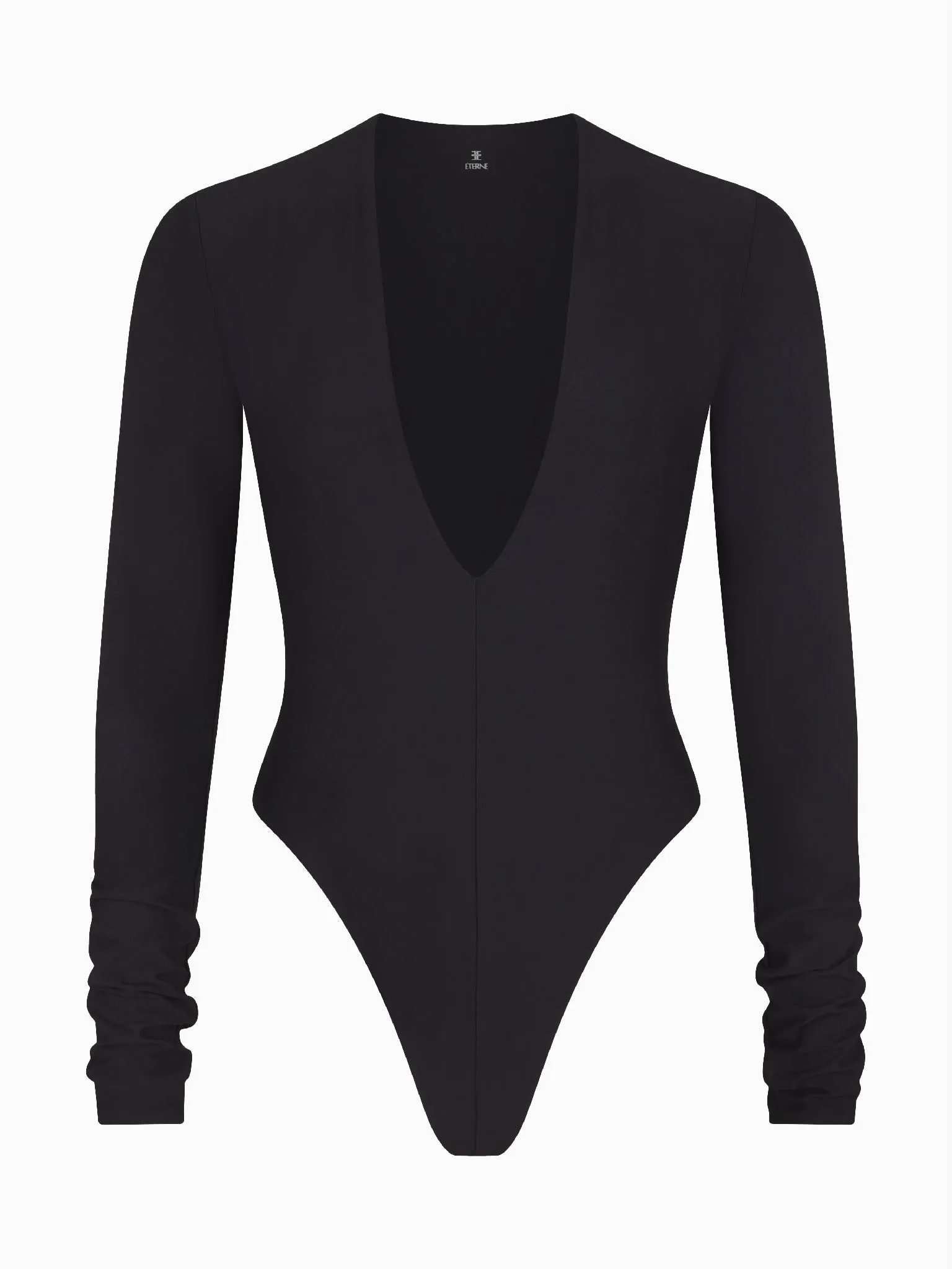 ETERNE Long Sleeve Deep V Bodysuit in Black