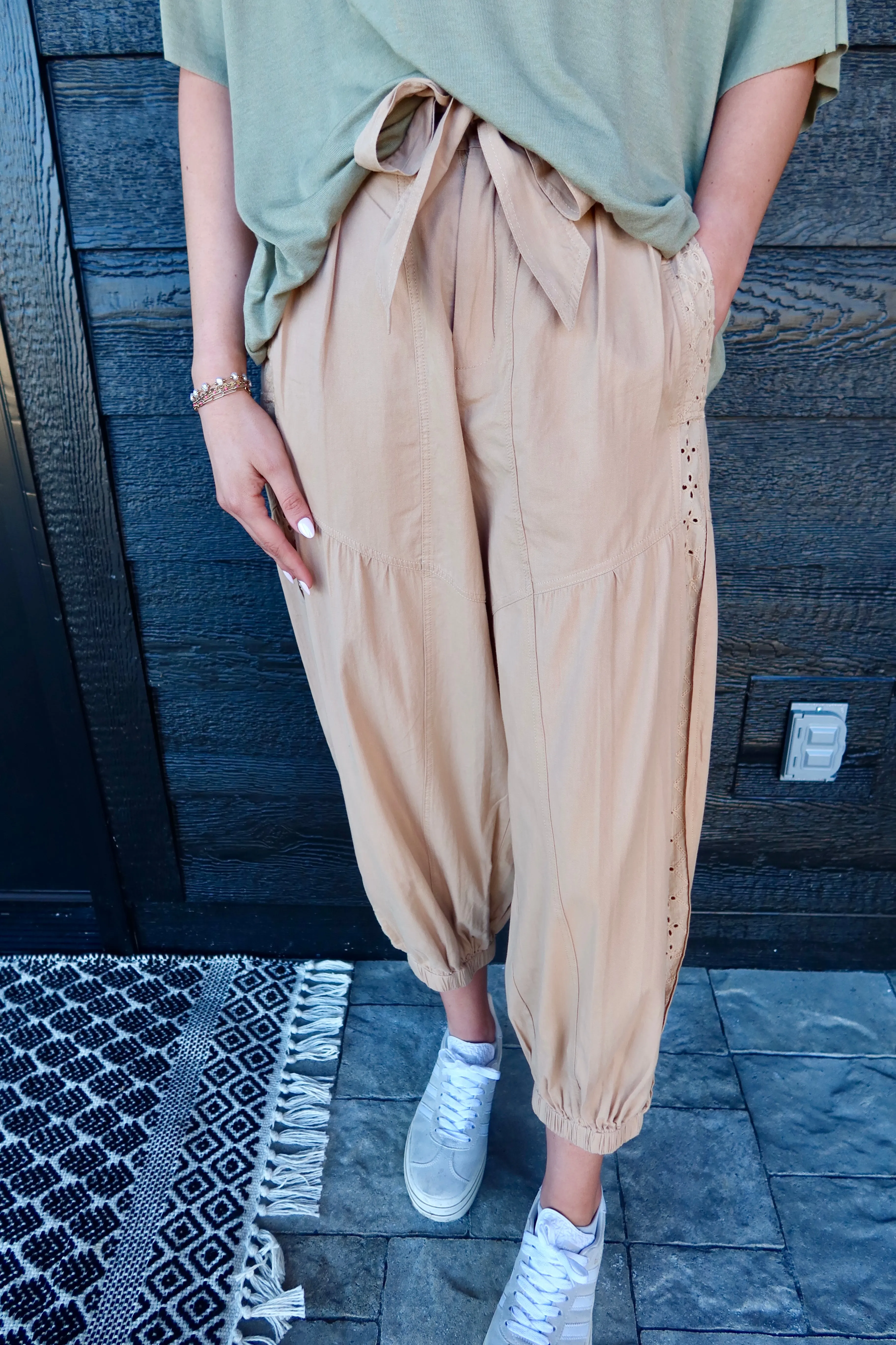 Eyelet Lace Jogger Pants