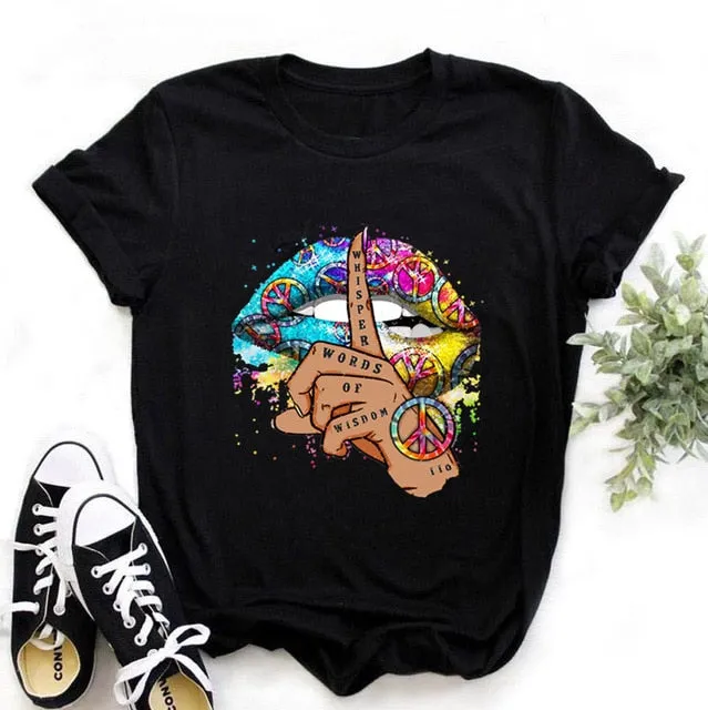 Fashion Women's Casual Sequins Red Lip T-Shirt Short Sleeve T-Shirts 2025 Vintage Creativity zipper Lips T-Shirt,drop ship