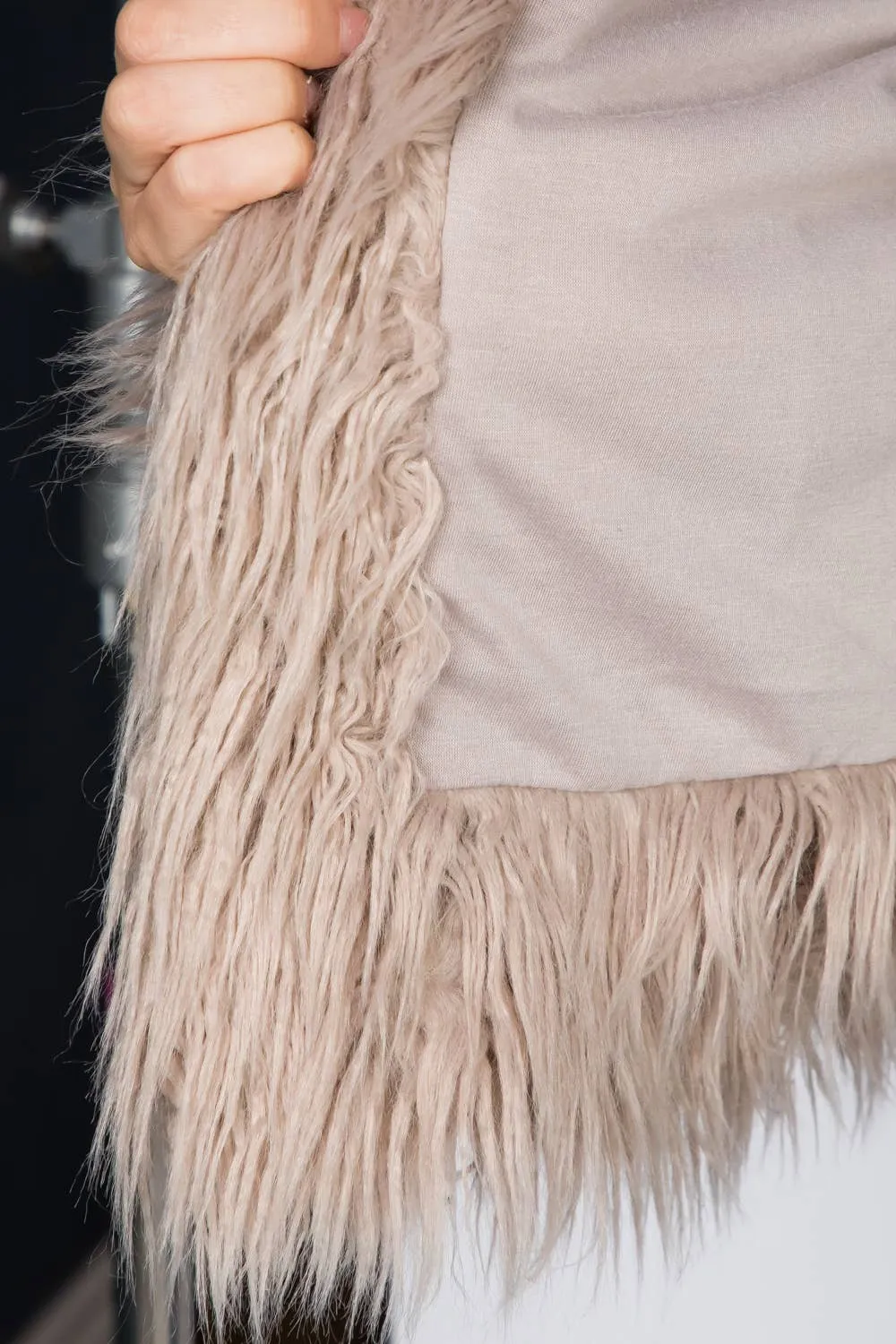 Faux Fur Trim Corduroy Jacket
