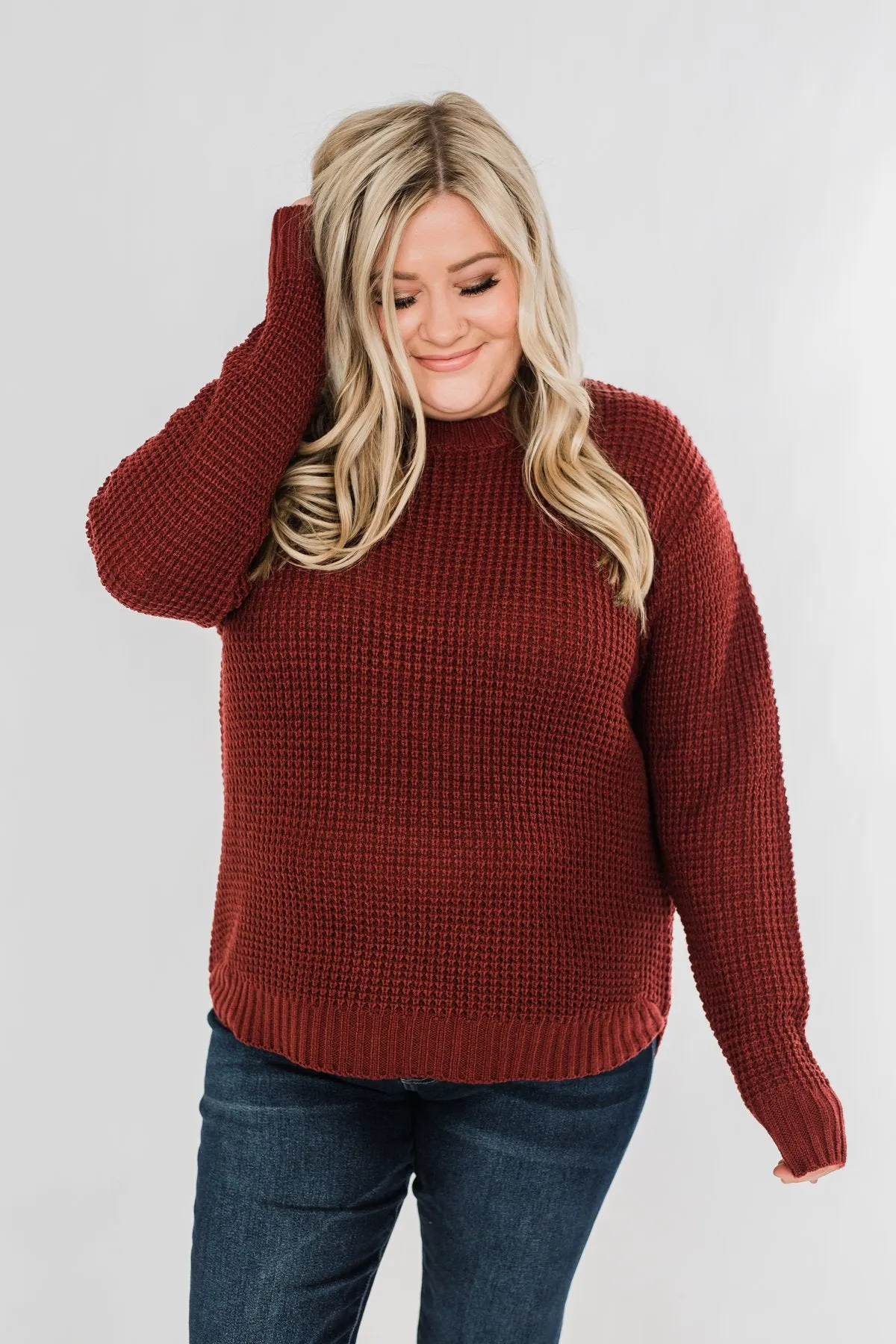 First Look Thick Knit Sweater- Deep Brick