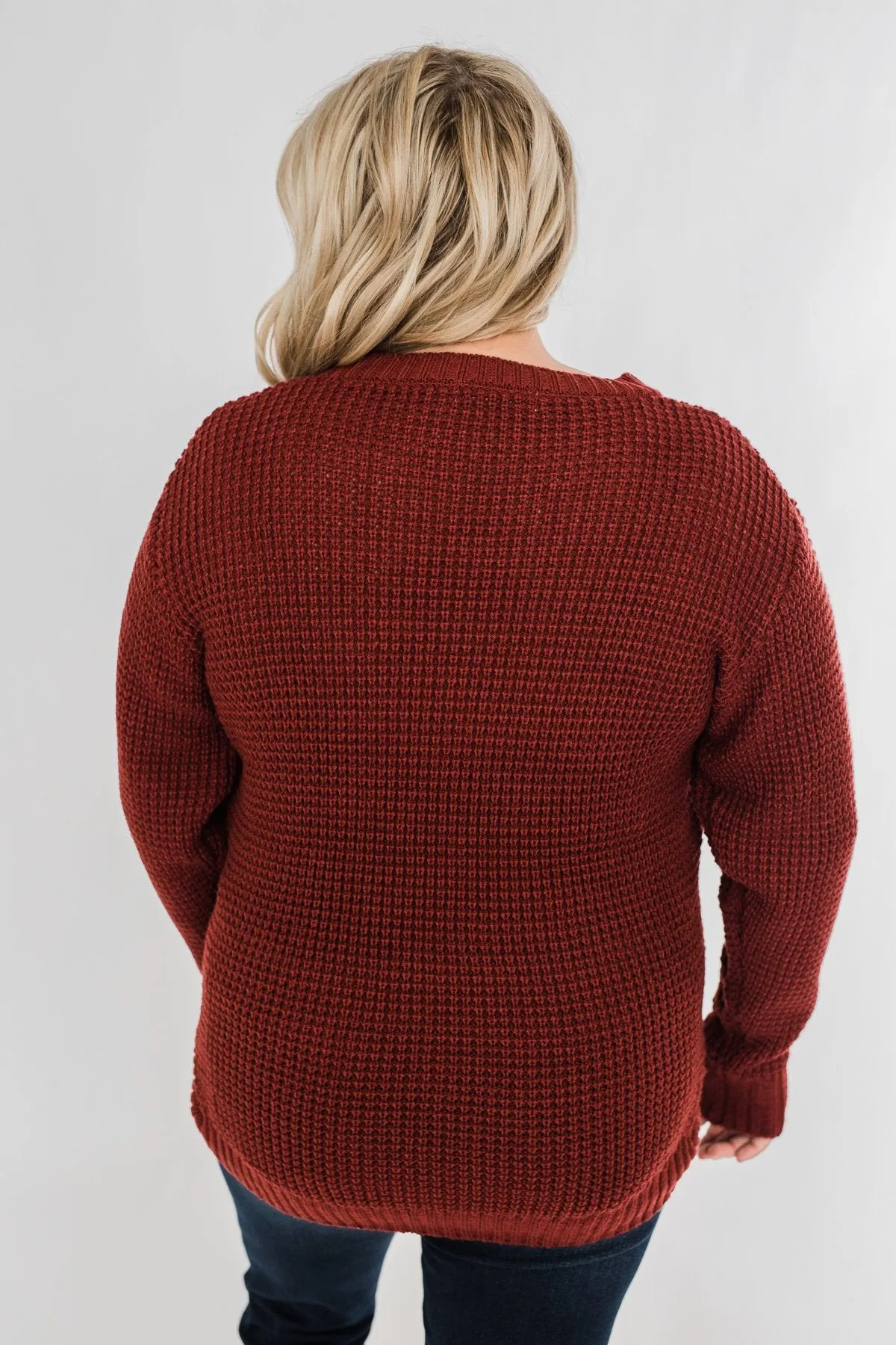 First Look Thick Knit Sweater- Deep Brick