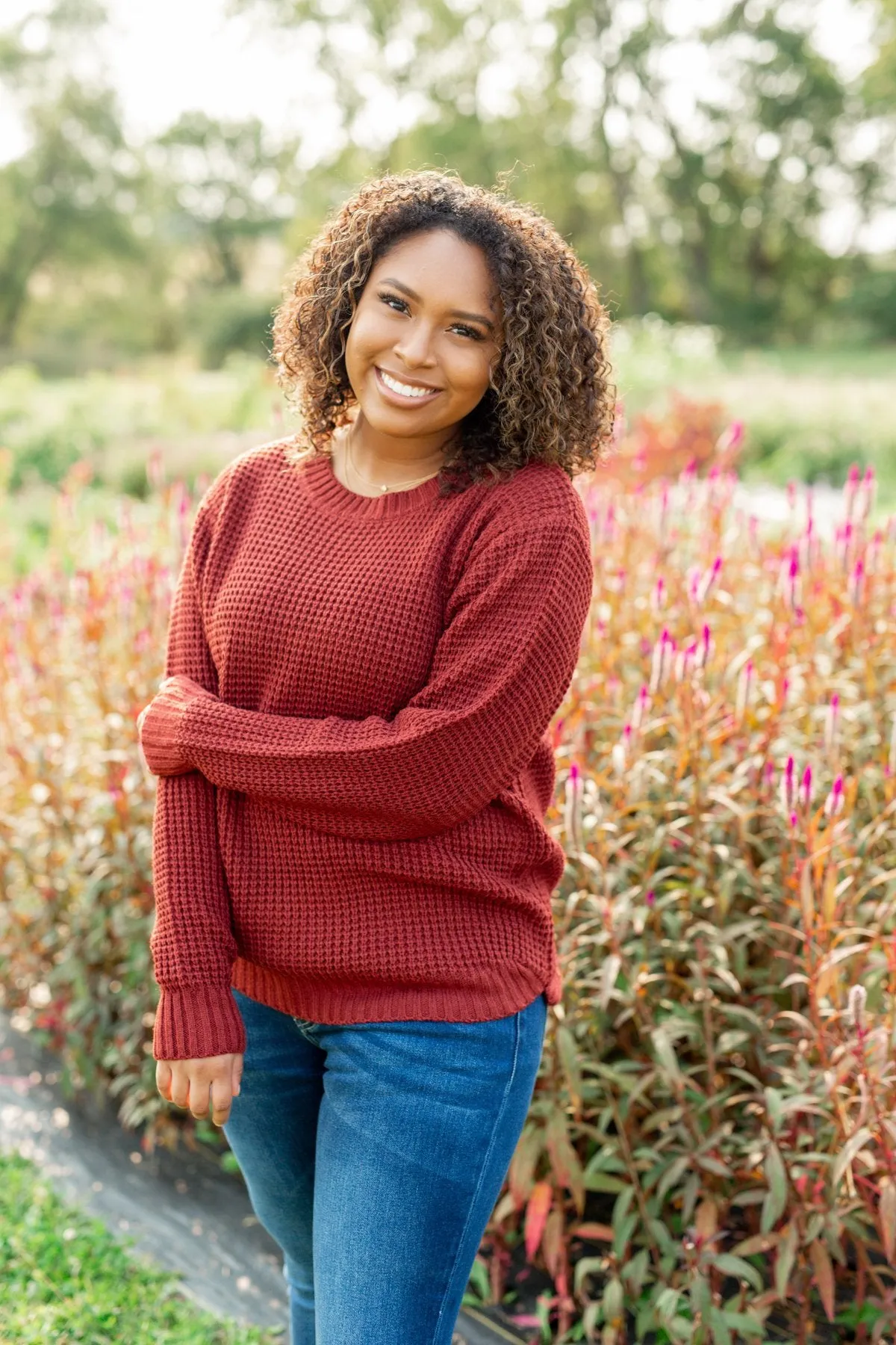 First Look Thick Knit Sweater- Deep Brick