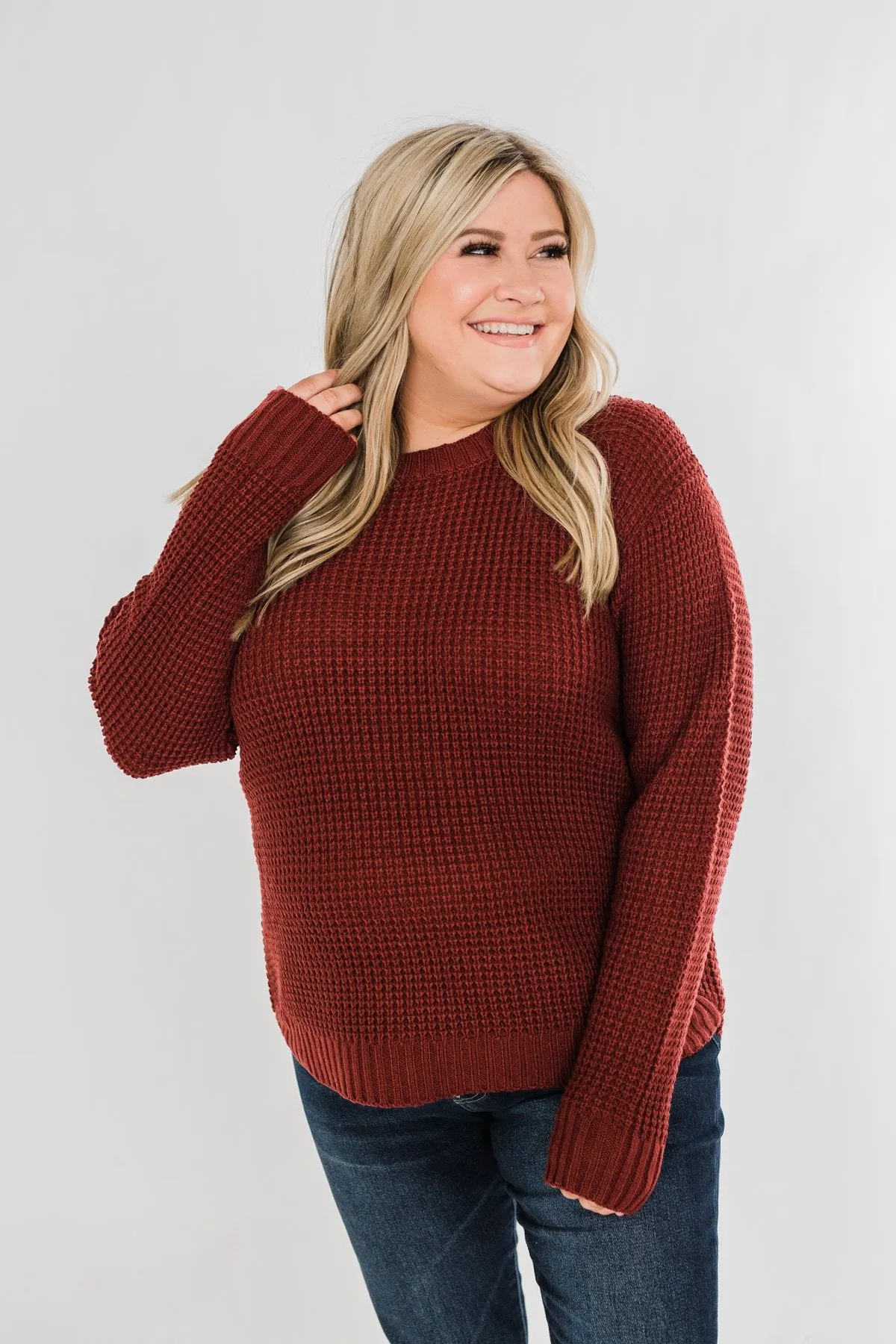 First Look Thick Knit Sweater- Deep Brick