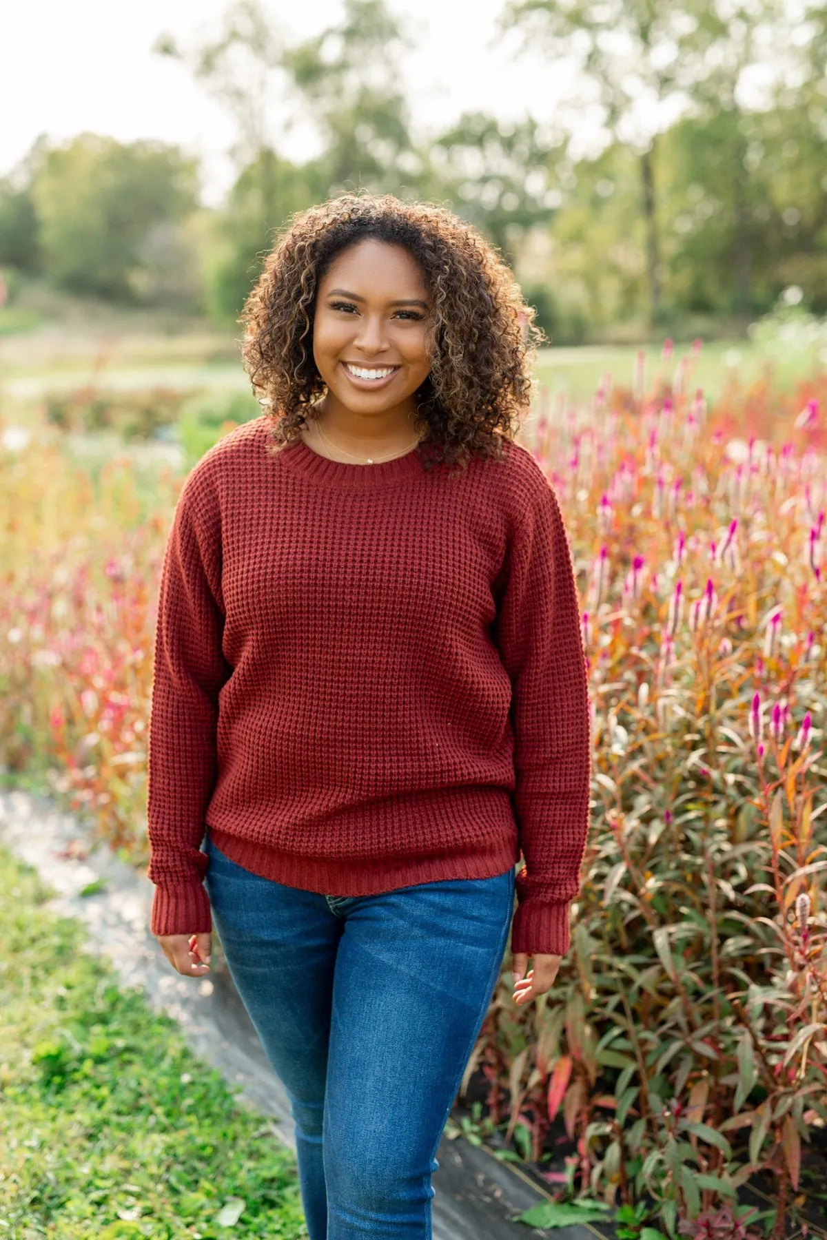 First Look Thick Knit Sweater- Deep Brick
