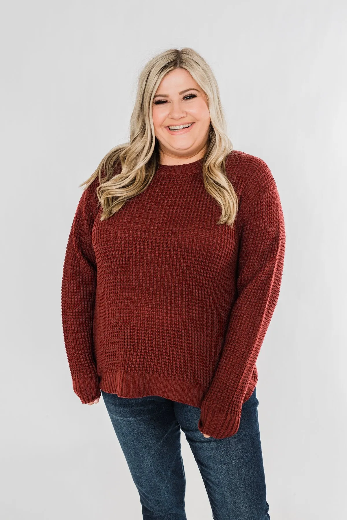 First Look Thick Knit Sweater- Deep Brick