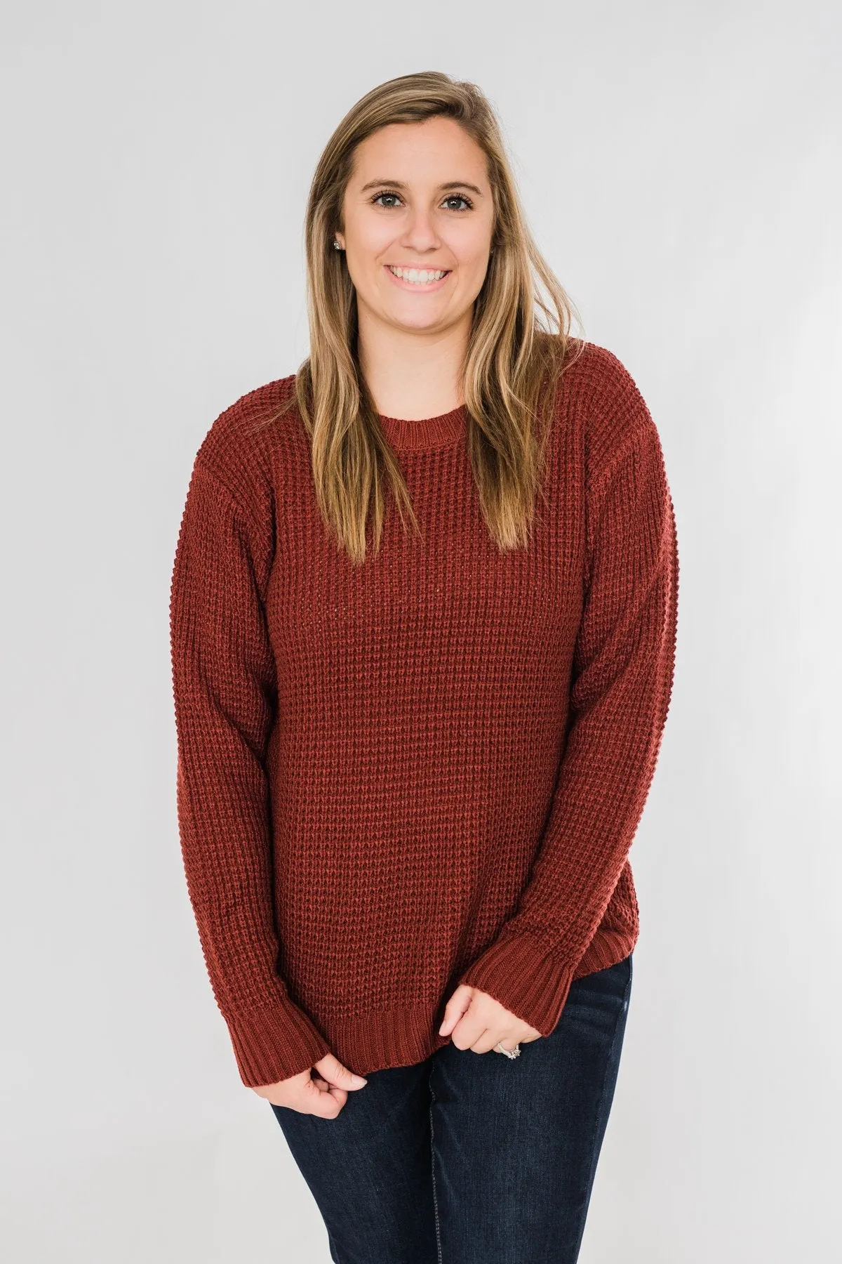 First Look Thick Knit Sweater- Deep Brick