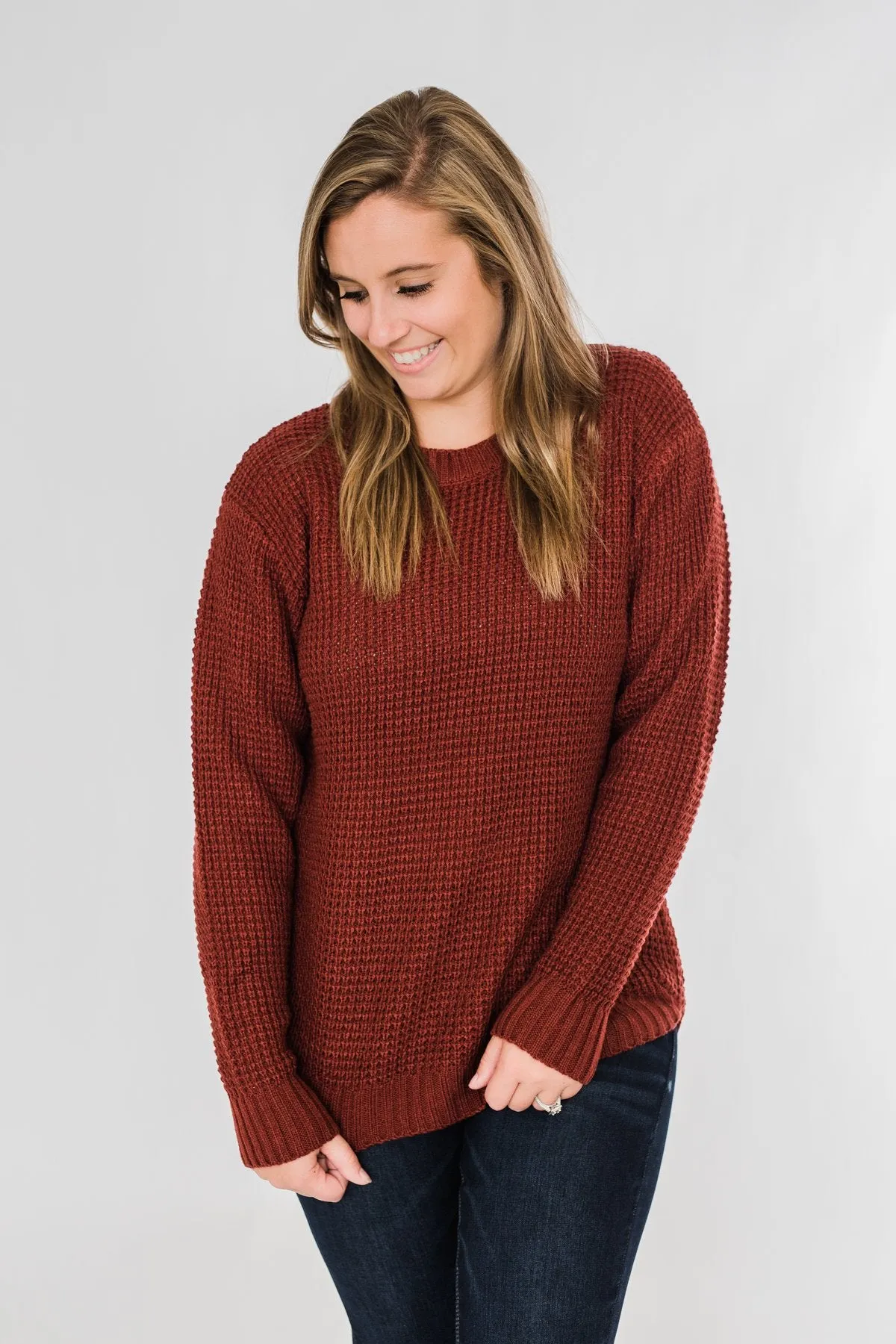 First Look Thick Knit Sweater- Deep Brick