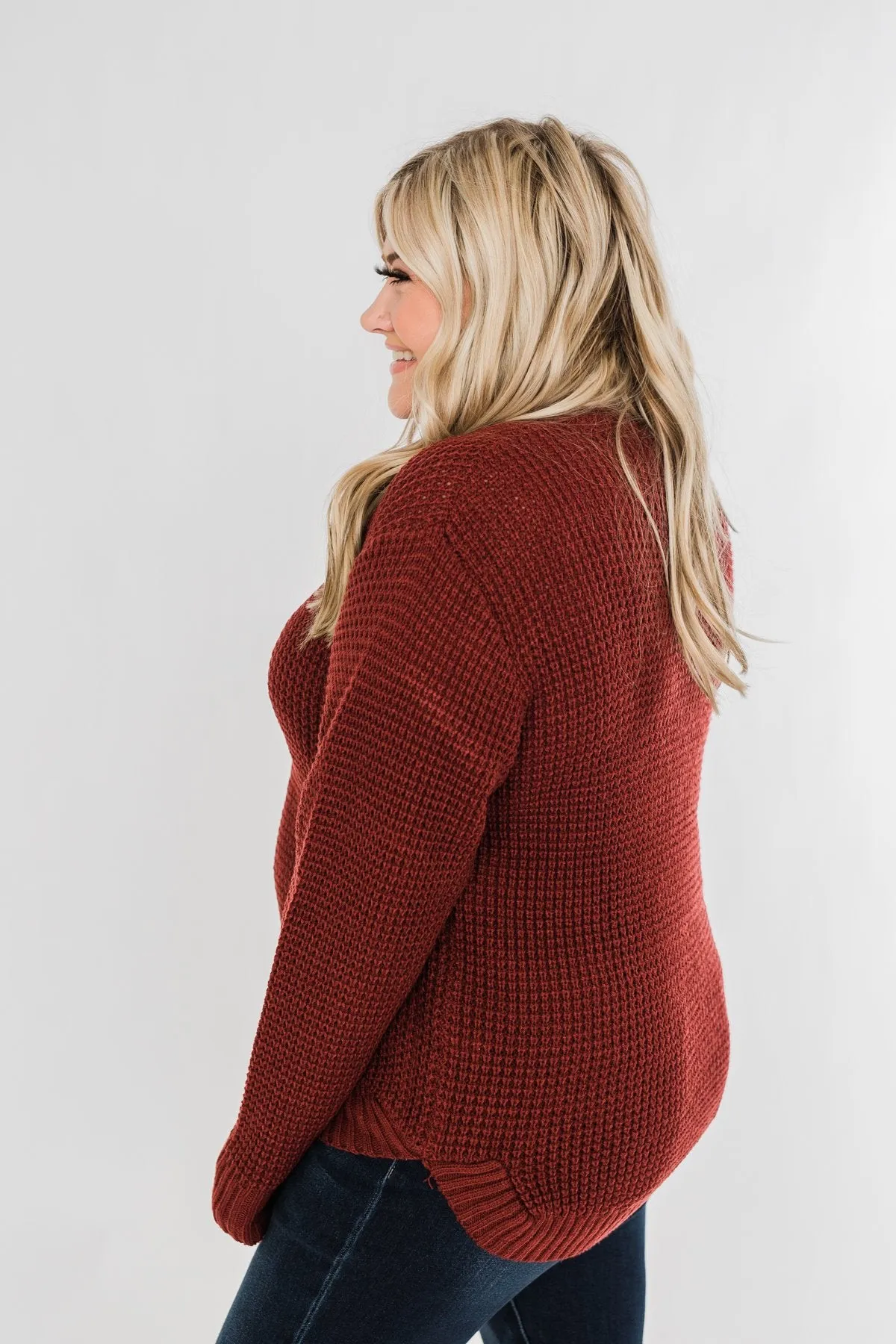 First Look Thick Knit Sweater- Deep Brick