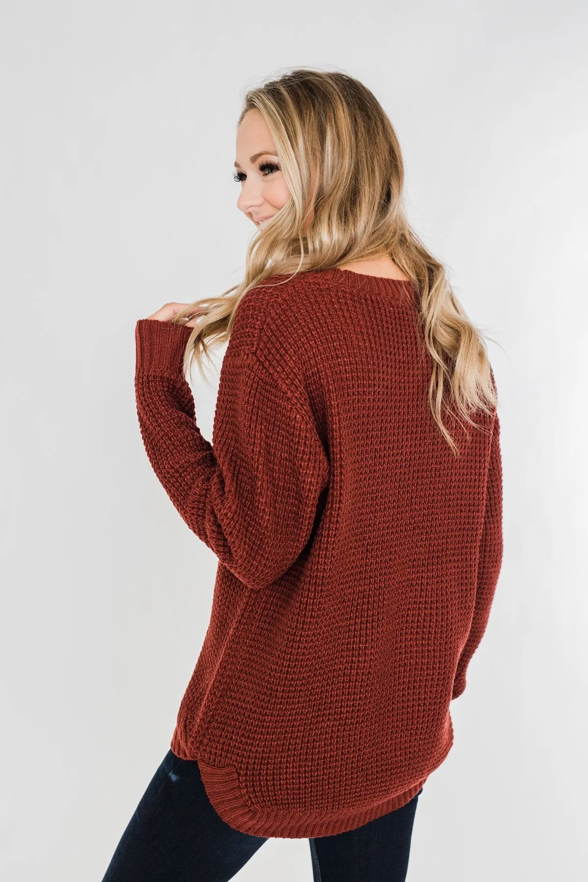 First Look Thick Knit Sweater- Deep Brick