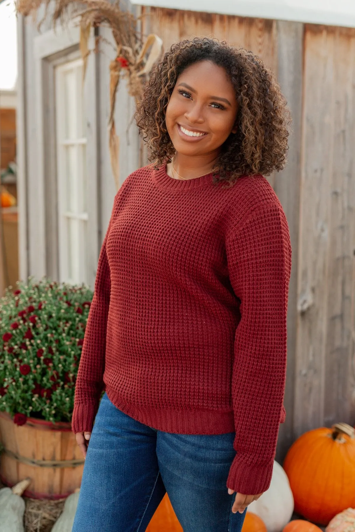 First Look Thick Knit Sweater- Deep Brick