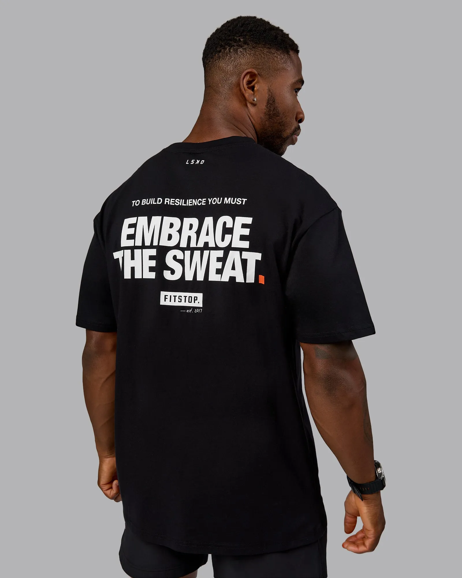 Fitstop Embrace the Sweat FLXCotton Oversized Tee - Black-White