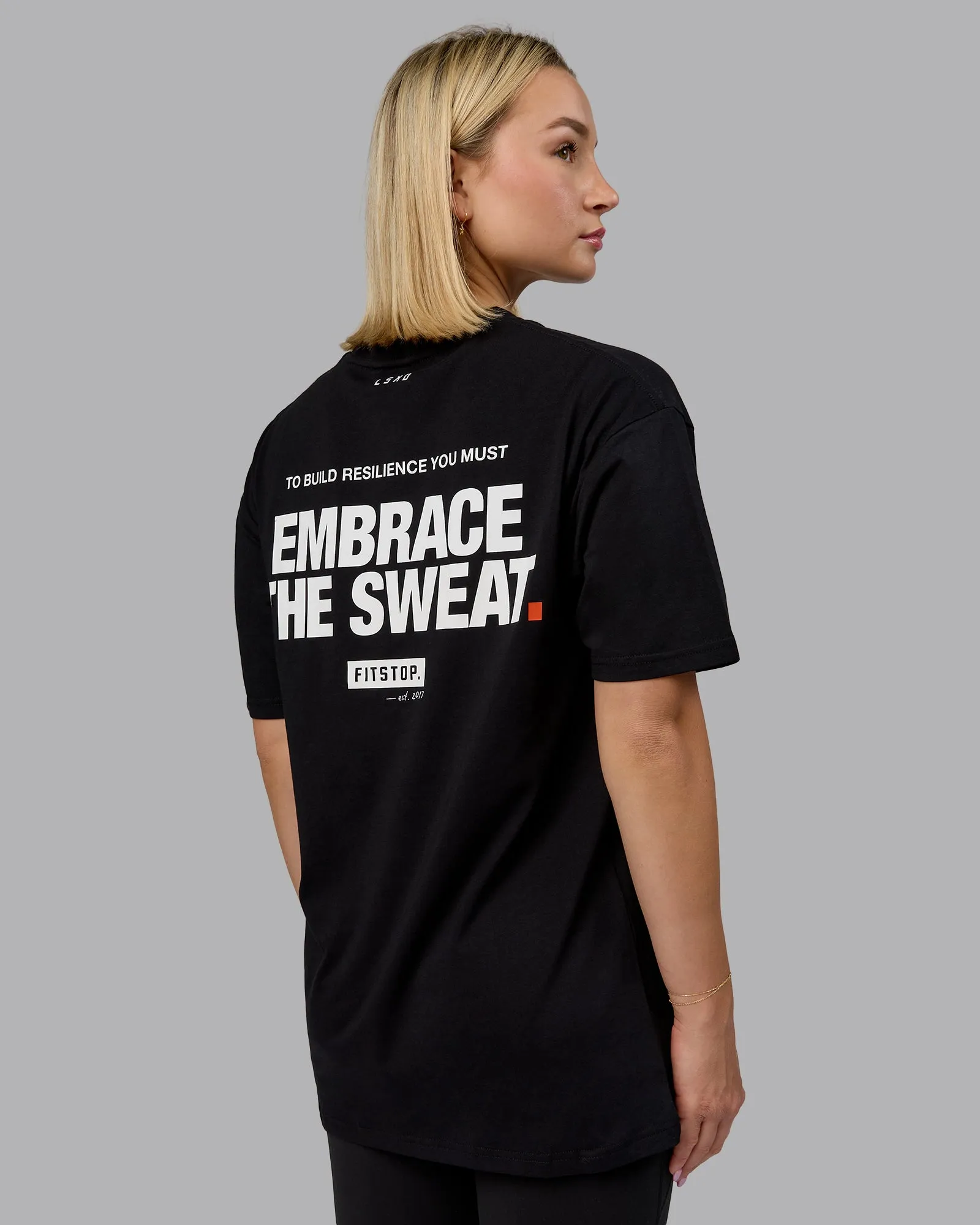 Fitstop Embrace the Sweat FLXCotton Oversized Tee - Black-White