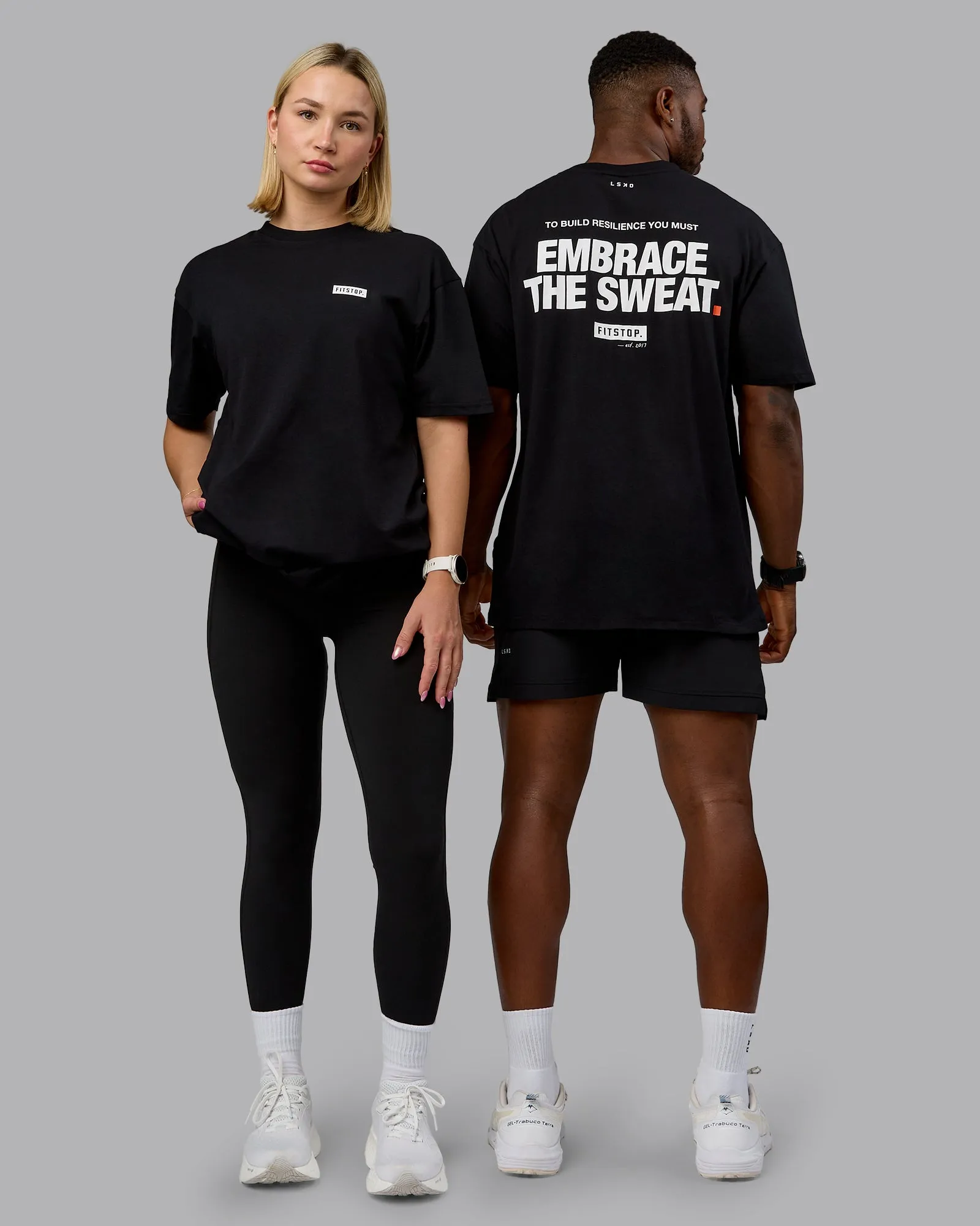 Fitstop Embrace the Sweat FLXCotton Oversized Tee - Black-White