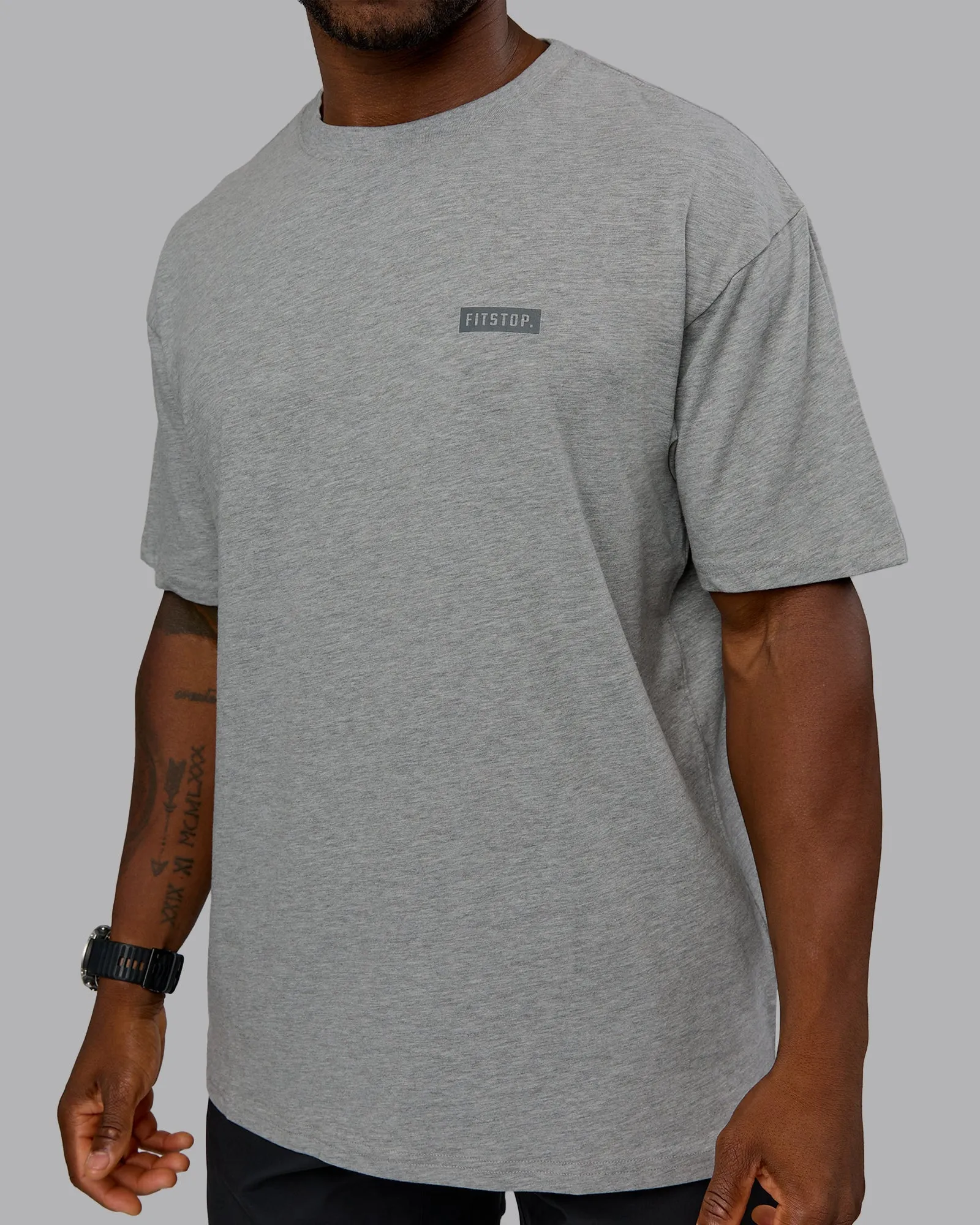 Fitstop Embrace the Sweat FLXCotton Oversized Tee - Light Grey Marl - Cool Grey